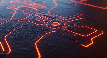 Aufkleber - Abstract Glowing Circuitry Design on Rough Surface Background Creating a Futuristic and Technological Atmosphere