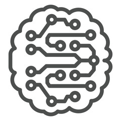 Fototapete - Mind and connections circuit line icon, neural network concept. Vector graphics. Artificial intelligence, cloud sign on white background, outline style icon for mobile or web design.