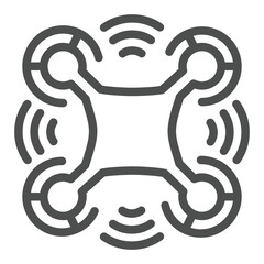 Poster - Wireless drone with four propeller motors line icon, modern electronics concept. Vector graphics. Flying drone, delivery sign on white background, outline style icon for mobile or web design.