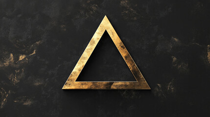 Poster - A single golden triangle against a dark backdrop, ultra-modern.