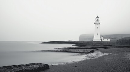 Poster - A solitary lighthouse on a quiet coastal scene, minimal details