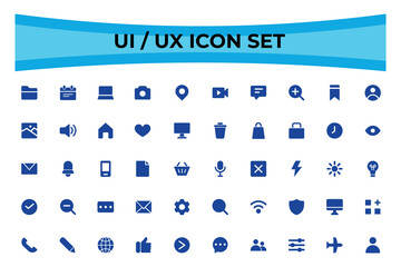 web icons set  .User interface vector icon set. Isolated linear style icon vector design. UI UX solid icon set. user interface icon collection. Icon for user web and apps.