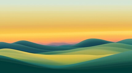 Aufkleber - A sunrise gradient sky over a smooth, rolling hill.