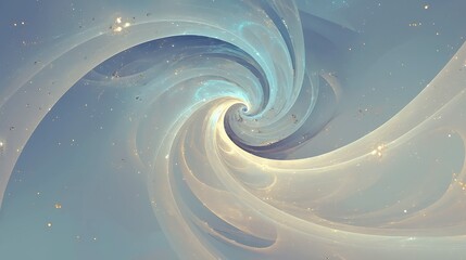Poster - Abstract fractal Zen garden design, featuring delicate swirls adorned with shimmering particles, creating a tranquil and mesmerizing visual experience.