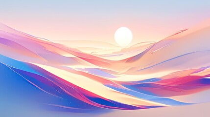 Poster - Serene Pastel Landscape, an abstract representation of tranquility, featuring soft gradients and flowing sand textures, evoking a peaceful Zen atmosphere.