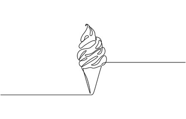 Poster - Continuous single line drawing of ice cream Hand drawn vector, Dessert concept. Editable stroke, simple doodle design, vector illustration.
