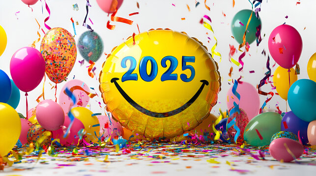 2025, backgrounds, concepts, confetti, event, glitter, glowing, horizontal, invitation, luxury, new year, no people, number, poster, shiny, time, typescript, Christmas ornament, December, happiness