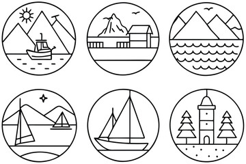 Poster - fjord line art elegant nature inspired design for home decor  