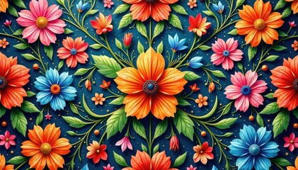 Wall Mural - intricate floral design, repeating seamlessly , vintage, retro