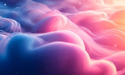 Poster - Abstract pink and blue clouds flowing gently, creating a dreamy ethereal atmosphere