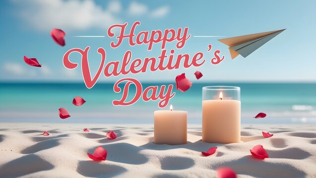 Happy Valentine's Day love with pink heart background