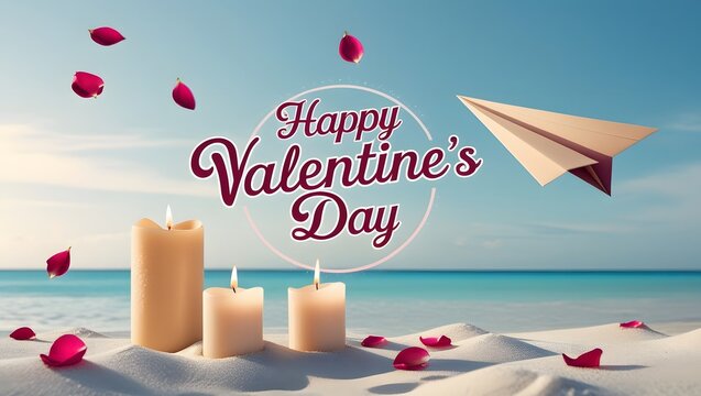 Happy Valentine's Day love with pink heart background