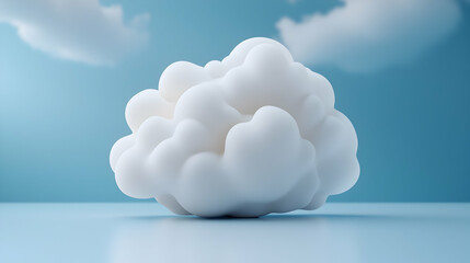 Poster - 3D Render of a Fluffy White Cloud Against a Light Blue Sky