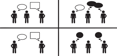 Poster - Business people icons with speech bubbles represent a social network concept for communication