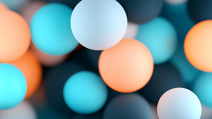 Poster - Abstract Background with Floating Spheres in Teal Orange and White