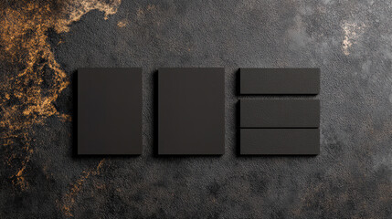 Poster - minimalist geometric elegance: a set of three sleek, matte black geometric shapes are arranged again