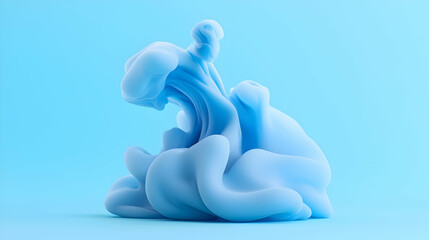 Poster - Abstract Blue Ink Flowing in Water, 3D Render