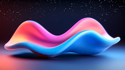 Poster - Abstract Blue Pink Stardust Particles 3D Render
