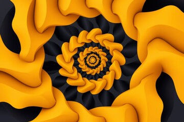 Aufkleber - Abstract spiral swirls inwards, yellow forms on dark background. Backdrop use