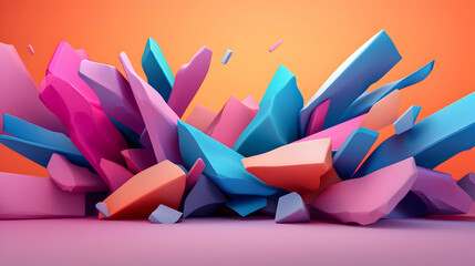 Poster - Abstract Colorful Shard Explosion with Bright Lighting