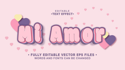 Poster - 3d spanish mi amor text effect