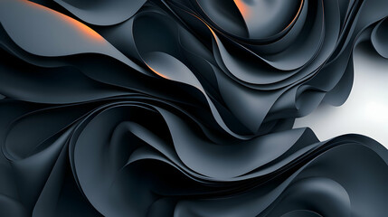 Poster - Abstract Dark Grey Swirling Waves Background