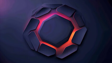 Aufkleber - Abstract Geometric Dark Purple Circle Design with Red Orange Glow