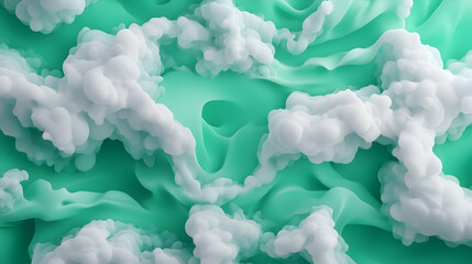 Poster - Abstract Mint Green and White Cloud Swirl Texture