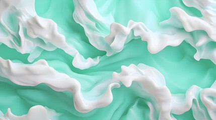 Poster - Abstract Mint Green and White Fluid Wave Texture