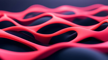 Aufkleber - Abstract Red and Black Network Structure with Wavy Lines