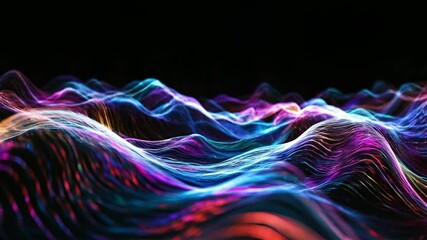 Poster - Abstract wave texture with light lines on slow motion background.