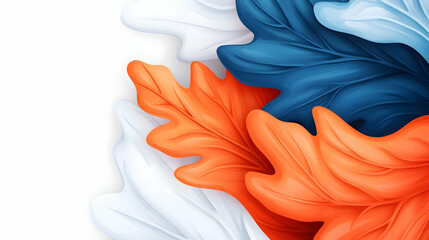 Poster - Abstract Watercolor Autumn Leaves Background in Orange Blue and White