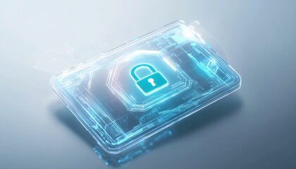 Poster - Secure digital transaction, electronic data protection with padlock symbol