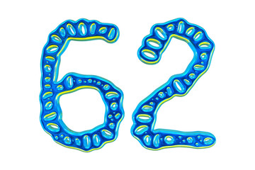 Poster - 3d Blue Number 62 For Math And Business Concept