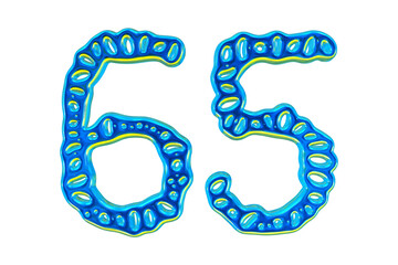 Poster - 3d Blue Number 65 For Math And Business Concept