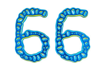 Poster - 3d Blue Number 66 For Math And Business Concept