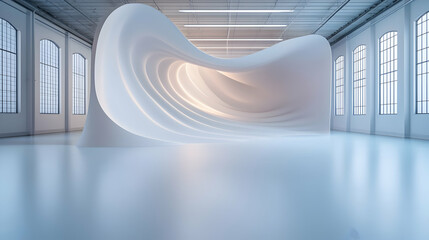 Poster - Abstract White Wave Structure in Modern Industrial Interior
