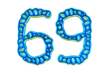 Poster - 3d Blue Number 69 For Math And Business Concept