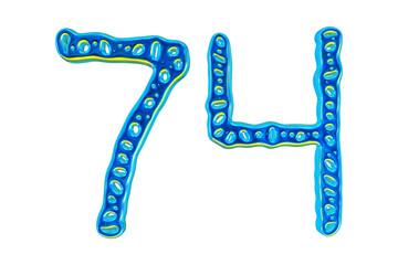 Poster - 3d Blue Number 74 For Math And Business Concept