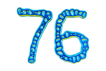Poster - 3d Blue Number 76 For Math And Business Concept