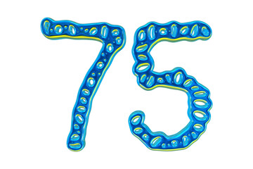 Poster - 3d Blue Number 75 For Math And Business Concept