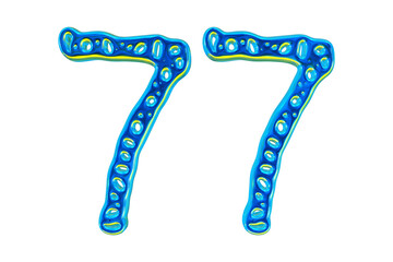 Poster - 3d Blue Number 77 For Math And Business Concept