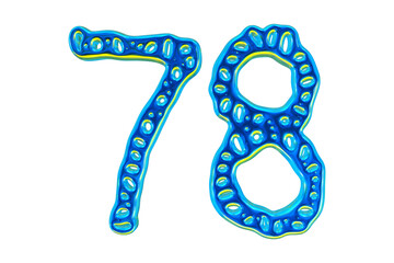 Poster - 3d Blue Number 78 For Math And Business Concept