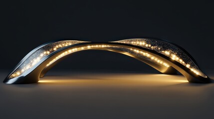 Poster - futuristic abstract bridge design with sleek, curved metallic beams and glowing accents.