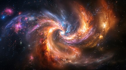 Wall Mural - a galaxy cluster filled with thousands of interacting galaxies, each glowing in different colors