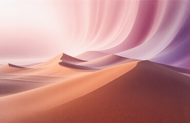 Aufkleber - Gentle pastel colors flow across soft sand dunes, creating a dreamy and abstract desert landscape with smooth gradient textures and a calm, serene atmosphere.