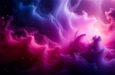 Poster - A cosmic cloud of vibrant hues swirls with depth and mystery.  Pink, purple, and blue blend in an ethereal dance, evoking a sense of wonder and the vastness of space.