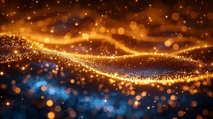 Fototapete - Golden wave energy flow, bokeh background, abstract design, website banner