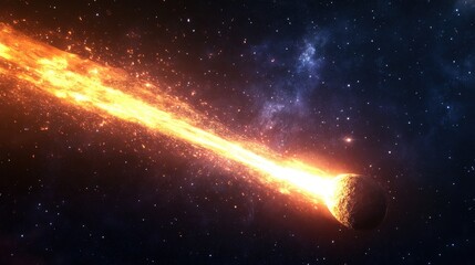 Wall Mural - a glowing scene of a comet passing by the inner planets, leaving a bright tail behind