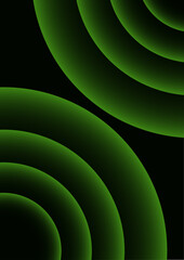 Aufkleber - Abstract hypnotic rhythm of light and shadow with Vibrant green concentric circles emerge from the darkness. Minimalist cover template with vibrant perspective geometric oval shapes.